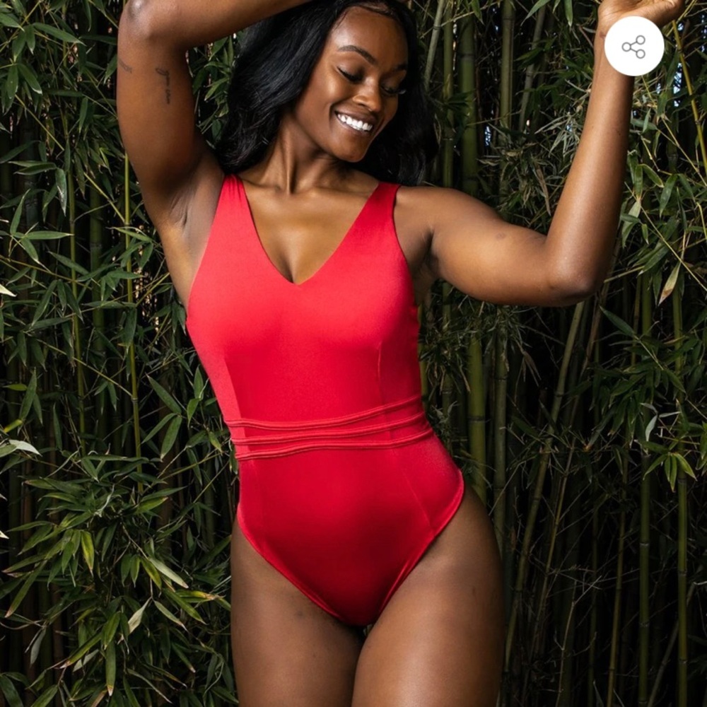 Buffbunny red pleat the 5th v2 one piece swimsuit. NWT